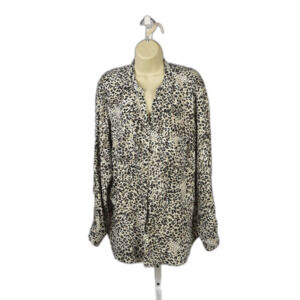 ​Jones New York Leopard Print Oversized Button Down Blouse Size XL